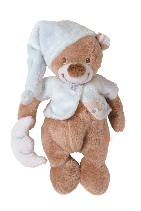  bibou peluche ours bleu marron étoile lune 